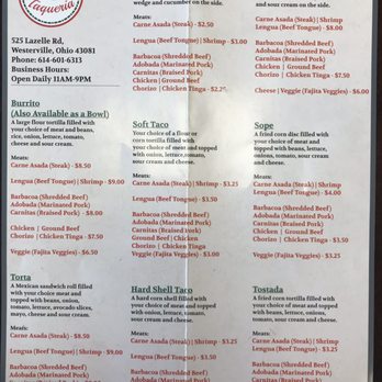 Tula Taqueria - Menu 1 of 2 - Tacos Near Me - Westerville, Ohio Tula Taqueria - Menu 1 of 2 - Tacos Near Me - Westerville, Ohio