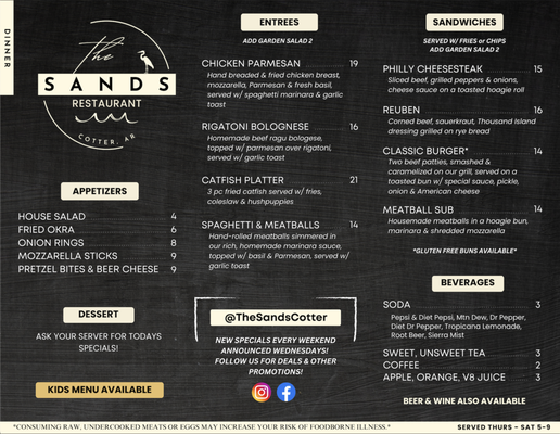 Menu photo 4 The Sands  Cotter, AR
