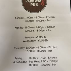 Big Al's Parkway Pub - Restaurant and Bar Hours