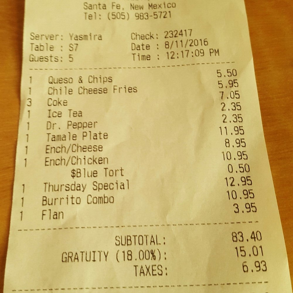 Tomasita's - Ouch, lunch for 5. - New Mexican Cuisine Near Me - Santa Fe, New Mexico Tomasita's - Ouch, lunch for 5. - New Mexican Cuisine Near Me - Santa Fe, New Mexico