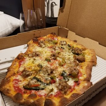 Serious Pie Downtown - Provolone, funnel sausage, and roasted peppers! - Pizza Near Me - Seattle, Washington Serious Pie Downtown - Provolone, funnel sausage, and roasted peppers! - Pizza Near Me - Seattle, Washington