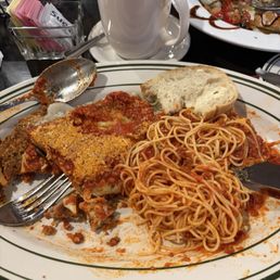 Veal Parm with homemade spaghetti meat sauce Veal Parm with homemade spaghetti meat sauce