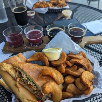Monkey Town Brewing Company - Chicken Pesto sandwich w/ fries - Breweries Near Me - Dayton, Tennessee Monkey Town Brewing Company - Chicken Pesto sandwich w/ fries - Breweries Near Me - Dayton, Tennessee
