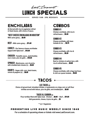 Menu photo 5 Last Concert Cafe Houston, TX