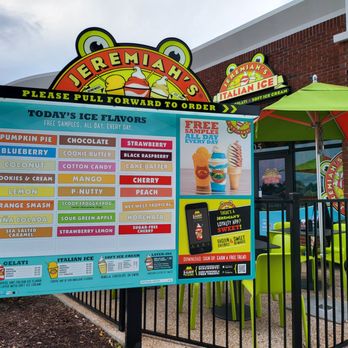 Jeremiah's Italian Ice - a sign for the restaurant - Desserts Near Me - Melbourne, Florida Jeremiah's Italian Ice - a sign for the restaurant - Desserts Near Me - Melbourne, Florida