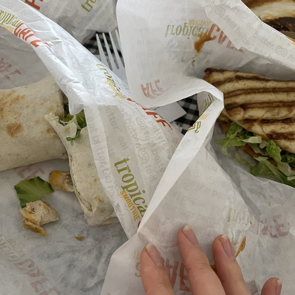 Was given someone else's order and no apology from staff or tropical smoothie. Terrible customer service! Was given someone else's order and no apology from staff or tropical smoothie. Terrible customer service!