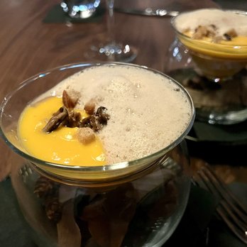 Partage - Butternut Squash Soup: with mushrooms, croutons & coffee foam was a great contrast of textures and flavors 5* - French Near Me - Las Vegas, Nevada Partage - Butternut Squash Soup: with mushrooms, croutons & coffee foam was a great contrast of textures and flavors 5* - French Near Me - Las Vegas, Nevada
