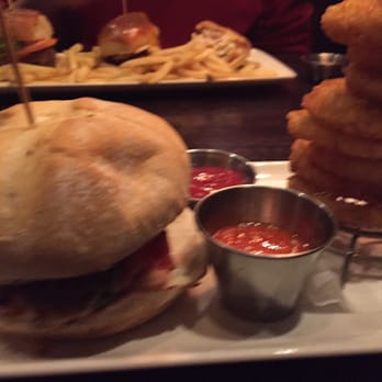 Plan B Burger Bar - Italian Job with onion rings - Burgers Near Me - Springfield, Massachusetts