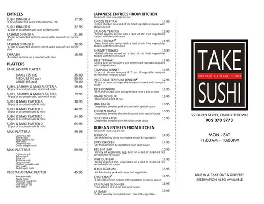 Menu photo 2 Ta Ke Sushi Charlottetown, PE Menu photo 2 Ta Ke Sushi Charlottetown, PE