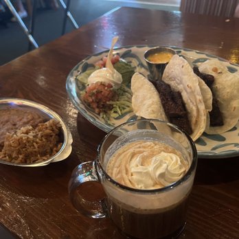 Lupe Tortilla Mexican Restaurant - My go to dish, steak fajitas Al carbon, with a Mexican coffee. - Tex-Mex Near Me - Houston, Texas