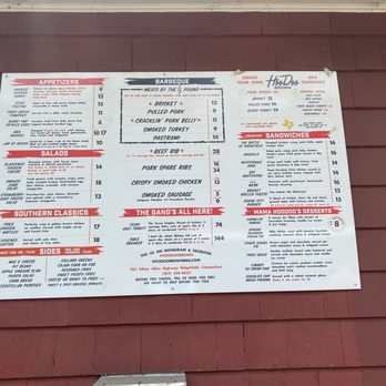 Hoodoo Brown BBQ - Menu posted outside for takeout - Barbeque Near Me - Ridgefield, Connecticut