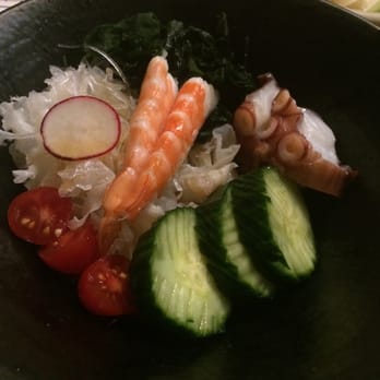 Komé - Sunomono -- shrimp, octopus, tomatoes, cucumbers, & white cloud mushrooms. Delicious appetizer! - Japanese Near Me - Austin, Texas Komé - Sunomono -- shrimp, octopus, tomatoes, cucumbers, & white cloud mushrooms. Delicious appetizer! - Japanese Near Me - Austin, Texas
