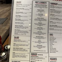 Menu has a lot of variety for a casino restaurant. Menu has a lot of variety for a casino restaurant.