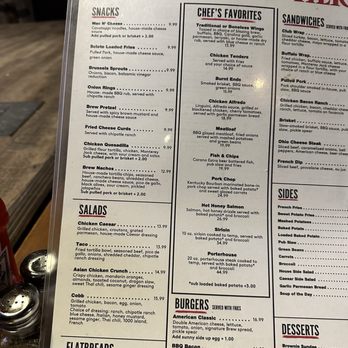 The Brew Brothers - Menu has a lot of variety for a casino restaurant. - Breweries Near Me - Columbus, Ohio
