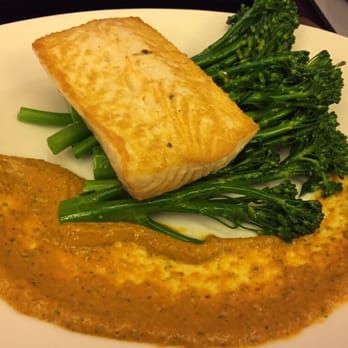 Bacchus Restaurant & Wine Bar - Salmon Romesco double vegetables no carb - Wine Bars Near Me - Rohnert Park, California