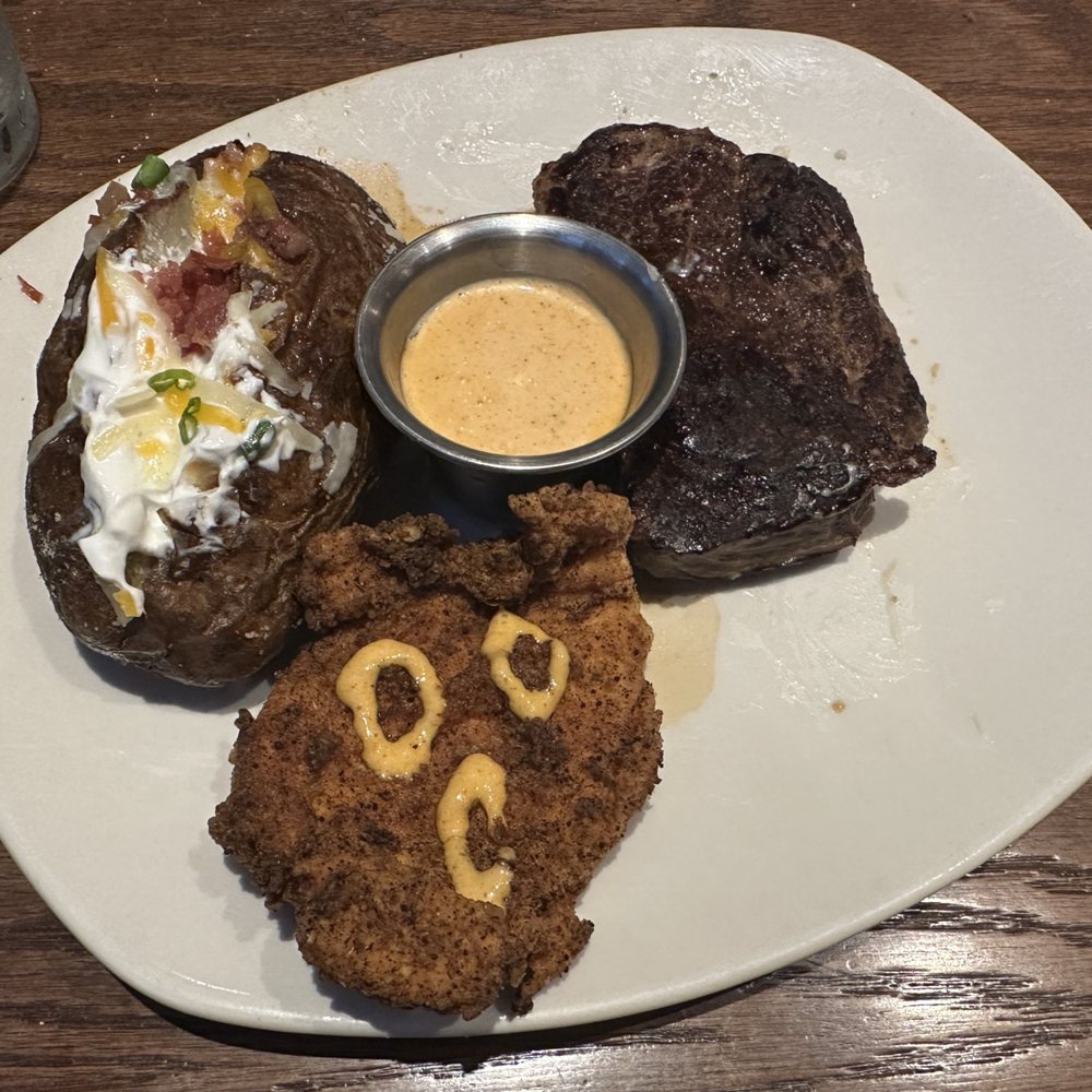 sirloin & Bloomin' Fried Chicken sirloin & Bloomin' Fried Chicken