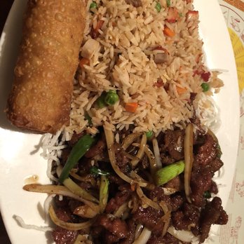 Pagoda Restaurant - Mongolian Beef lunch special served with Pork Fried Rice and an eggroll. - Chinese Near Me - North Pole, Alaska Pagoda Restaurant - Mongolian Beef lunch special served with Pork Fried Rice and an eggroll. - Chinese Near Me - North Pole, Alaska
