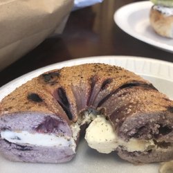 Bagel Nosh - Blueberry bagel with maple walnut cream cheese. Excellent!