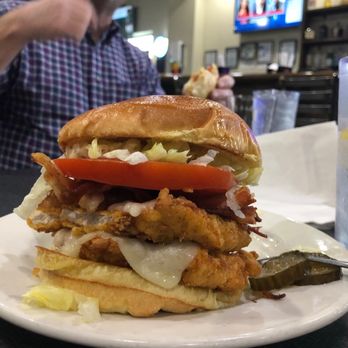 South Cobb Diner - Crispy Chicken Sandwich with homemade sweet pickles--it's huge! - Southern Near Me - Austell, Georgia
