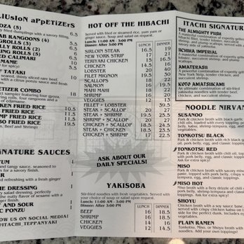 Itachi Teppanyaki & Ramen - Menu - Teppanyaki Near Me - Universal city, Texas