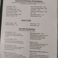Ace's Country Cupboard - Burger, finger food and sandwich menu August 2026