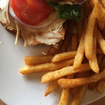 Eat Well Cafe - Twisted turkey on pretzel bun w/fries (or any other side) $7.75 it was a very filling sandwich, my son and I split it. - Coffee & Tea Near Me - Sterling Heights, Michigan Eat Well Cafe - Twisted turkey on pretzel bun w/fries (or any other side) $7.75 it was a very filling sandwich, my son and I split it. - Coffee & Tea Near Me - Sterling Heights, Michigan