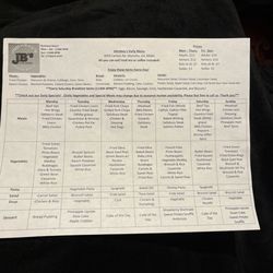 Johnboy's Home Cooking - Weekly menu
