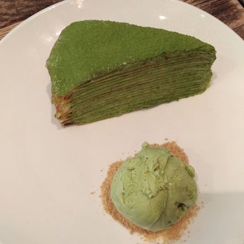A La Mousse - Crepe cake with a scoop of matcha ice cream - Desserts Near Me - Philadelphia, Pennsylvania A La Mousse - Crepe cake with a scoop of matcha ice cream - Desserts Near Me - Philadelphia, Pennsylvania