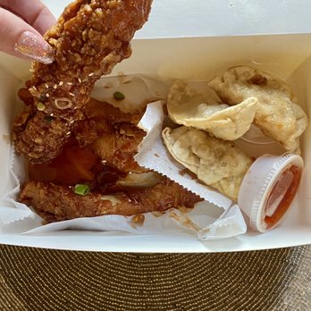 So-Ju Chikn' - Honey Sriracha chicken tenders and dumplings - Korean Near Me - Melbourne, Florida