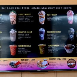 Juice menu Juice menu