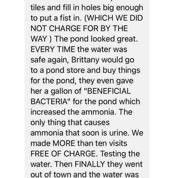 Reliable Ponds - Example of customer disrespect - Landscaping Near Me