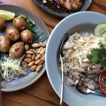 Paadee - Rice and pork sausages (L) Crab fried rice (R) - Thai Near Me - Portland, Oregon Paadee - Rice and pork sausages (L) Crab fried rice (R) - Thai Near Me - Portland, Oregon