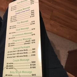 Harmony Massage Spa - Price list
