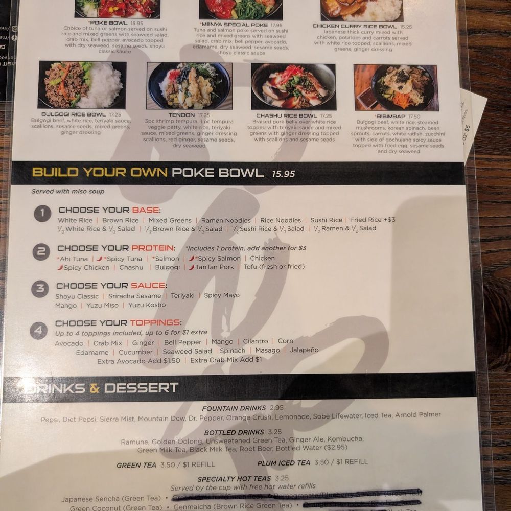 Menya Noodle Bar - Menu back - Ramen Near Me - Denver, Colorado Menya Noodle Bar - Menu back - Ramen Near Me - Denver, Colorado