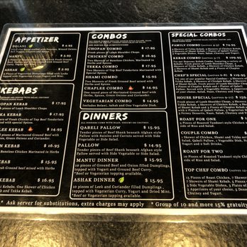 Afghan Chopan Restaurant - Inside of menu~ (June 2023) - Afghan Near Me - Richmond, British Columbia