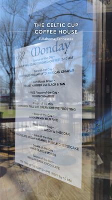 ケルティック・カフェ THE CELTIC CUP COFFEE HOUSE, Tullahoma - Menu, Prices