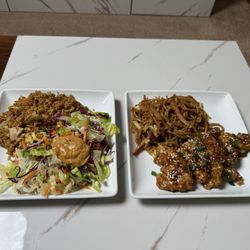 Fried Rice , Hunan Chinese Chicken Salad Or Tofu Salad , Chow Mein , & Sesame Chicken
