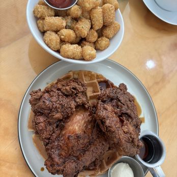 Toast Kitchen & Bakery - Orange Chicken & Waffle, side of tater tots - Breakfast & Brunch Near Me - Tustin, California Toast Kitchen & Bakery - Orange Chicken & Waffle, side of tater tots - Breakfast & Brunch Near Me - Tustin, California