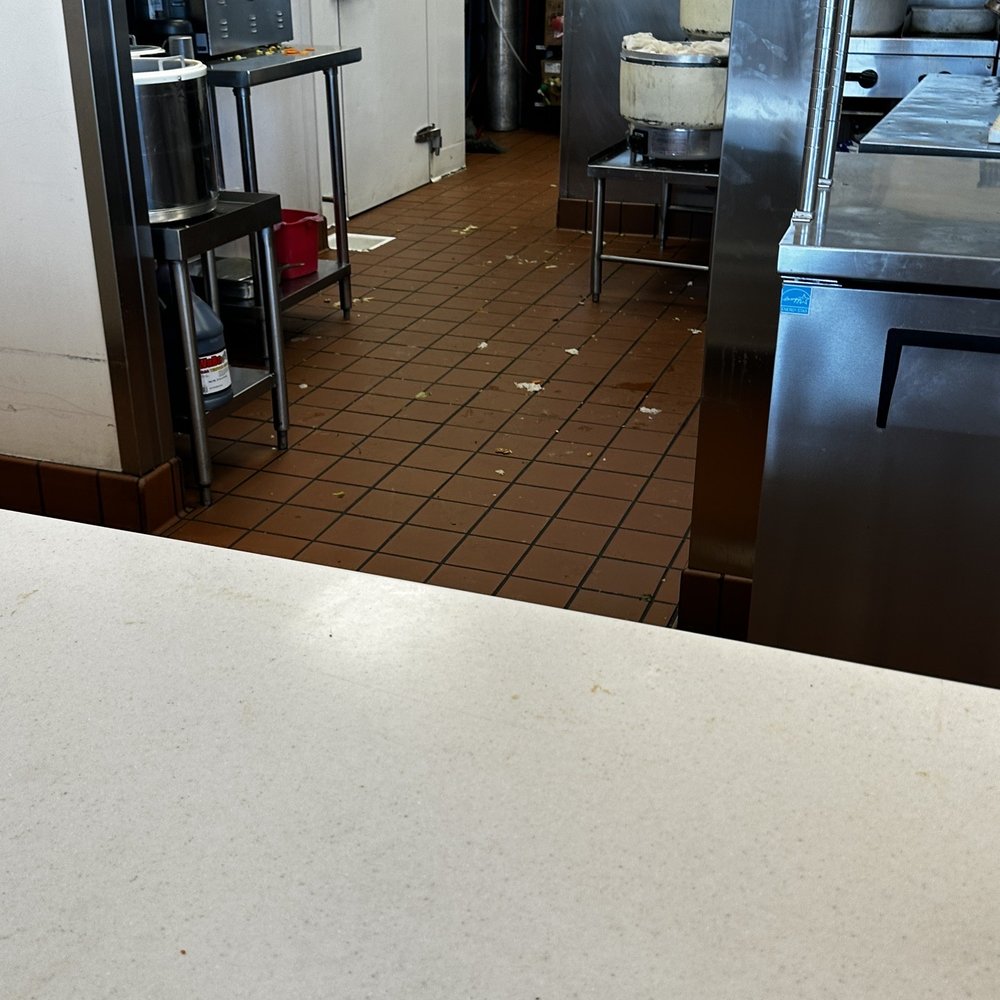WaBa Grill - Dirty floors full of food droppings and trash - Asian Fusion Near Me - Menifee, California WaBa Grill - Dirty floors full of food droppings and trash - Asian Fusion Near Me - Menifee, California