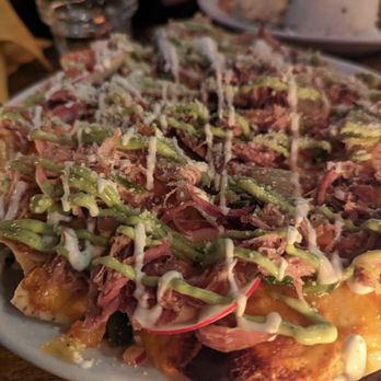 Sweet Talk - Taro chip nachos with pork - Cocktail Bars Near Me - Brooklyn, New York
