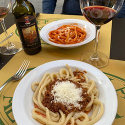 Osteria Di La Porta Al Cassero - Pinci with wild boar ragu and pinci with pomodoro.