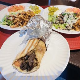 Chicken Shawarma Plate, Mixed Plate (beef and chicken & Beef Shawarma Sandwich Chicken Shawarma Plate, Mixed Plate (beef and chicken & Beef Shawarma Sandwich