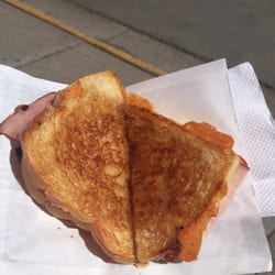 Grilled Cheese Cart - White cheddar and ham breakfast sandwich