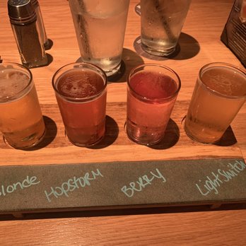 BJ's Restaurant & Brewhouse - Beer flight. Best way to try multiple beers at once! - New American Near Me - Pittsburgh, Pennsylvania