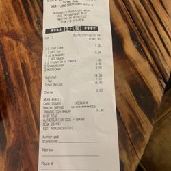 McDonald's - My purchases for $15.31 and Sidel gave me $15.40 back on my card.
