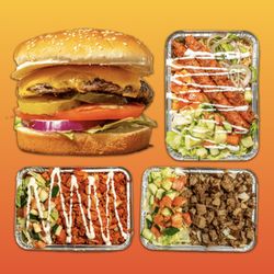 Shah’s Halal Food - Cheeseburger, Kofta Kebab Platter, Chicken Platter, and Lamb Platter