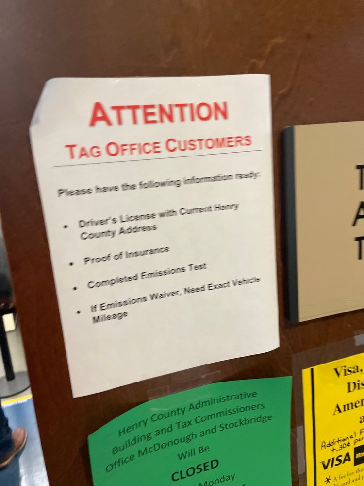 MCDONOUGH TAG OFFICE Updated September 2024 140 Henry Pkwy