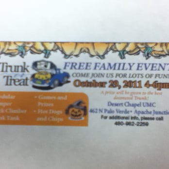 Desert Chapel United Methodist Church - October 29, 2011 4-6 pm Trunk or Treat Free Family Fun - Churches Near Me - Apache Junction, Arizona