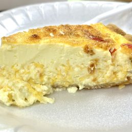 Cowboy quiche - sausage, onion, pepper, and cheese. Cowboy quiche - sausage, onion, pepper, and cheese.