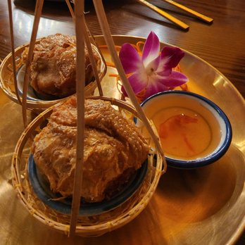 Zaab Station - Crab meat dumplings,  it's their signature dish. I really liked it from their other restaurant that I followed here to eat it. - Thai Near Me - Katy, Texas